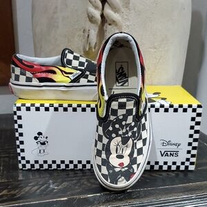 Disney Vans MickeyMinnie Mouse Checkerboard Slip-On Sneakers - Black, White Red